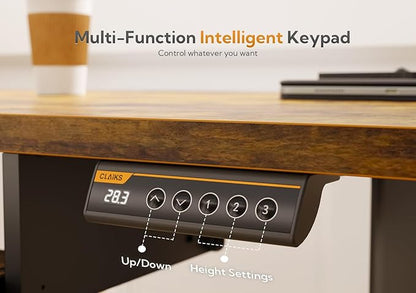 Standing Desk with Keyboard Tray, Standing Desk Adjustable Height, Raising Desks for Home Office and Computer Workstation, 55 Inches, Rustic Brown