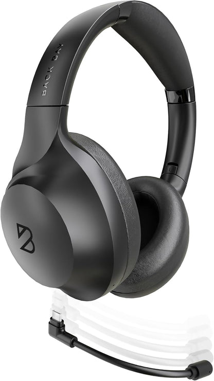 Back Bay Audio ClearCall 70 - Bluetooth Headphones with Microphone + Removable Boom Mic - Work Head Phones Wireless Bluetooth, Over Ear Headphones for Work from Home, Headset for Laptop