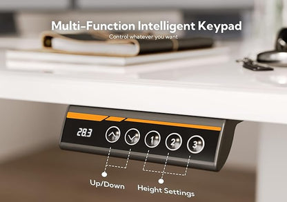 Glass Standing Desk, Small Electric Standing Desk Adjustable Height, 40 Inch Adjustable Stand Up Desk, Quick Install Home Office Computer Desk, Super White