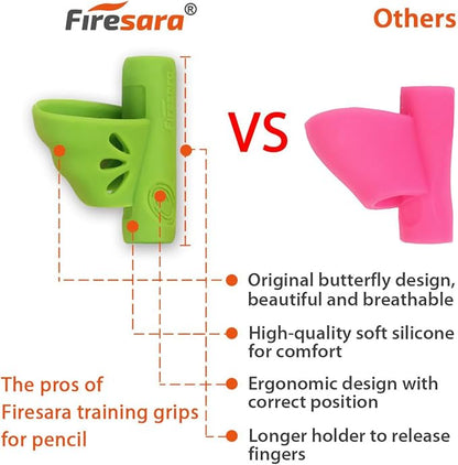 Firesara Left-Handed Training Grips, Original Butterfly Pencil Holder Correction Writing Aid Grip for Kids Handwriting Special Needs Preschoolers Children Adult Lefties Assorted Colors (4PCS)