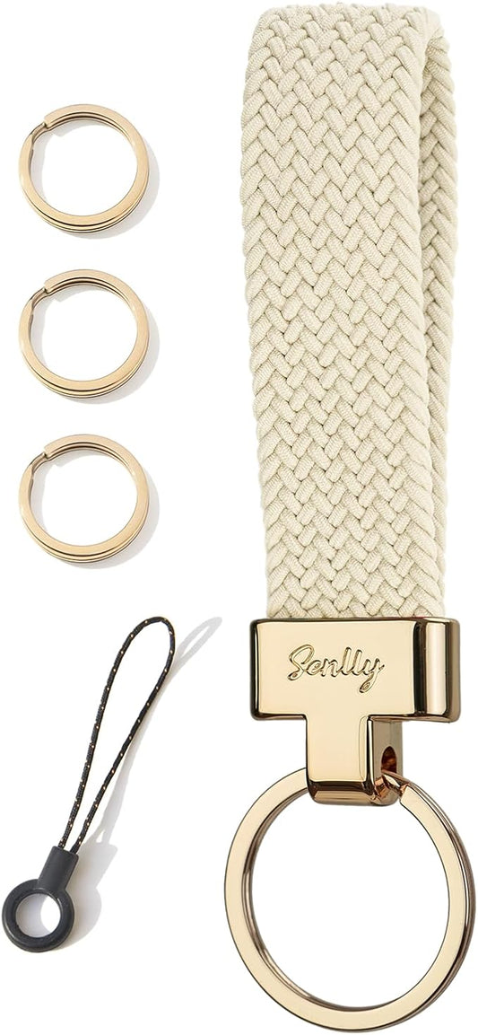 SENLLY Car Keychain, Stretchy Key Holder, Original Elastic Anti-Drop Design Finger Lanyard Strap
