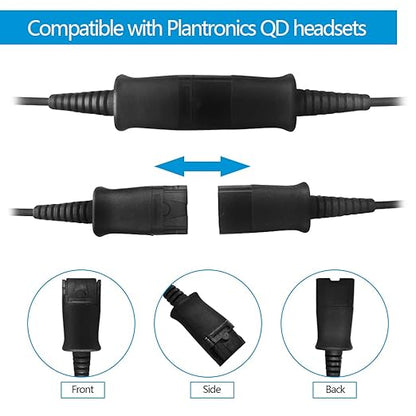 VT 3.5mm-Cable for Plantronic-QD headsets Smartphones-Mobile - Laptop PC Connected with Single 3.5mm Jack Port (PLT-QD)