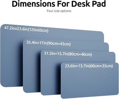 YSAGi Leather Desk Protector, Office Mat, Large Mouse Mat, Non-Slip PU Leather Blotter, Laptop Desk, Waterproof Writing Pad for Office and Home (Blue, 23.6" x 13.8")