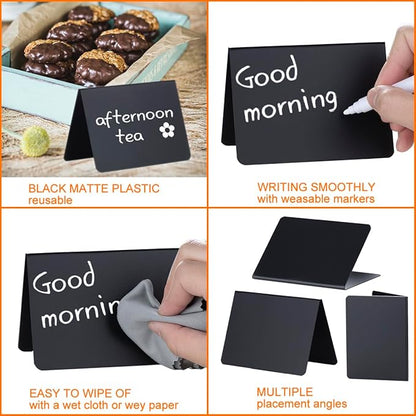 20 Pack Mini Chalkboard Signs, 4"x3" Small Chalkboard Signs for Food Buffet Party, Tabletop Chalkboard Signs Food Labels for Wedding Bakery Buffet, Easy to Write and Wipe Off