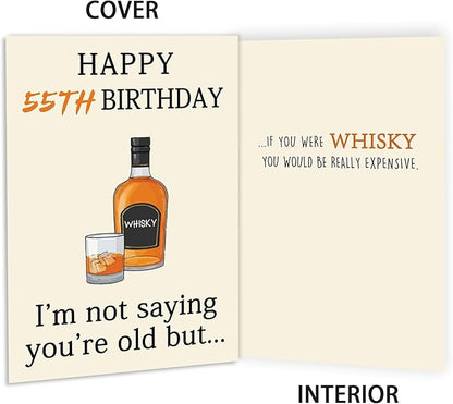 Funny 55th Birthday Card, Unique 55th Birthday Decorations for Men Women, Funny 55th Birthday Gifts for Him Her, Whiskey 55 Year Old Bday Card Gifts for Husband Wife