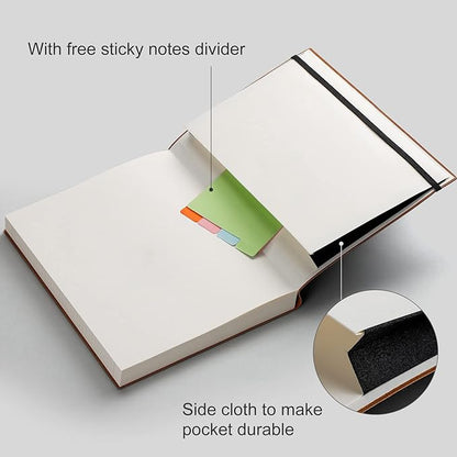 AHGXG College Ruled/Lined Notebook - 320 Numbered Pages B5 Large Notebooks for Work, Thick Journals for Men Women, 100gsm Thick Paper, Faux Leather Softcover, Inner Pocket, 7.6'' X 10''-Blue