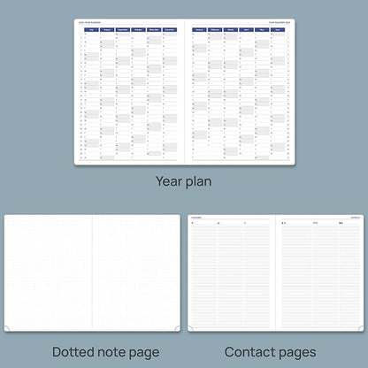 POPRUN 2025 Monthly Calendar 8.5" x 11", Large Writing Space Monthly Planner with PU Leather Soft Cover, Dual Pockets, Monthly Tabs, 100GSM Thick Paper, Sunday Start - Claret