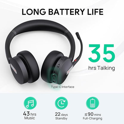 Yealink BH70 Teams Wireless Headset with Mic, Bluetooth Headsets for Work, Long Battery Life of 35h Talking, 147g Lightweight for All-Day Wearing, with 3 Noise Cancelling Microphone for Clear Calls