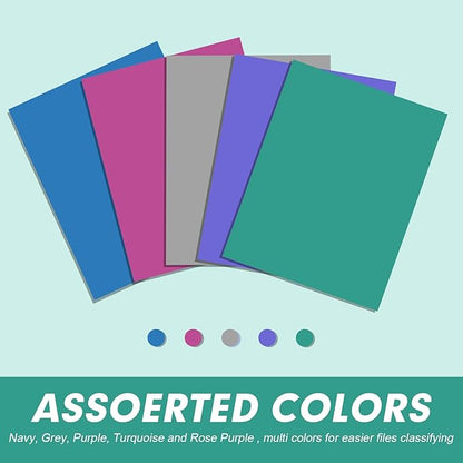 Two Pocket Folders, RAZCC 30 Pack 2 Pocket Folders Fit Letter Size Paper, Paper Folders with Pockets for School Office Business Home, Assorted 5 Colors