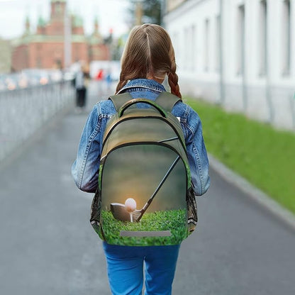 AUUXVA Golf Ball Sport Grass Backpack School Bookbag Laptop Purse Casual Daypack for Teen Girls Women Boys Men College Travel