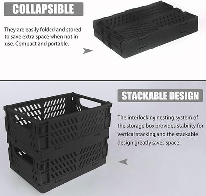 Tixill 2-Pack Mini Foldable Plastic Storage Box Mini Plastic Baskets for Organizing and Storage for Home Kitchen Bedroom Bathroom Office. (Black, 5.9x3.8x2.2)
