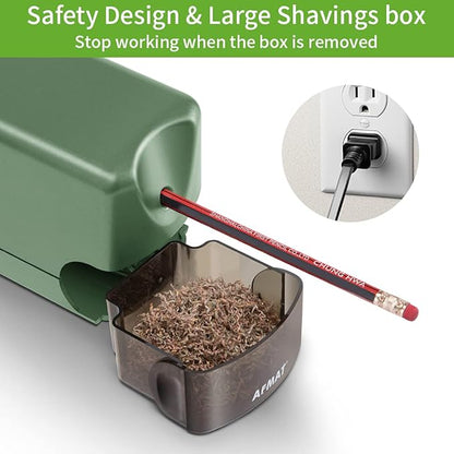 Electric Pencil Sharpener Heavy Duty, AFMAT for Classroom, UL Listed Plug in Pencil Sharpener for 6.5-8mm No.2/Colored Pencils, w/Upgraded Helical Blade(Sharpen 10000 Times)