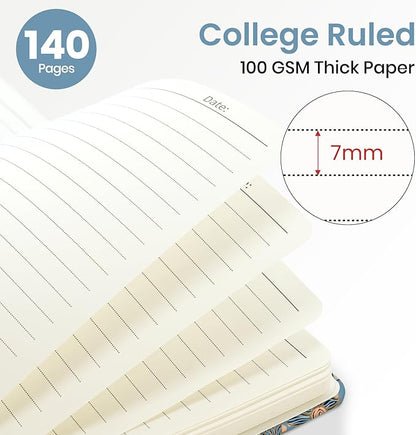 Lined Spiral Journal Notebook for Women, A5 College Ruled Journals for Writing, Hardcover Notebooks for Work, Note Taking and Office School Supplies,140 Pages - Lineage Floral