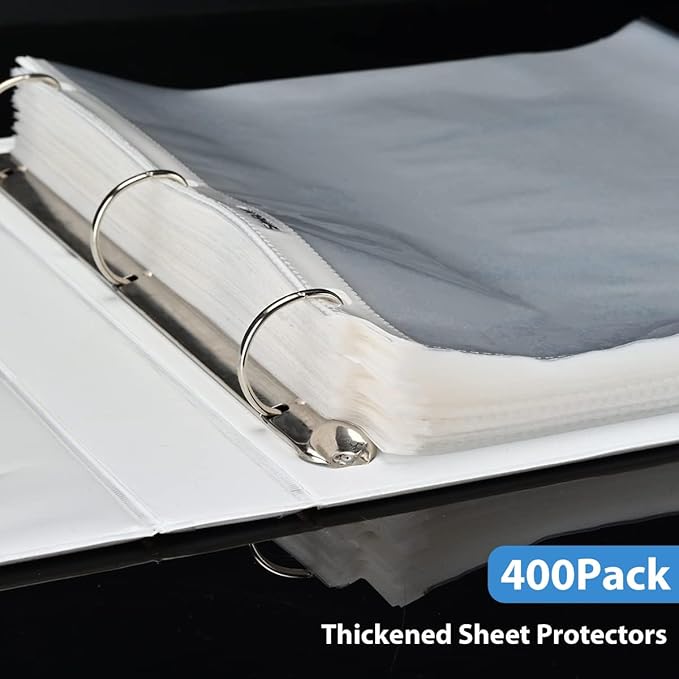 Sheet Protectors 400 Page,Page Protector 8.5" x 11" ，Upgraded Clear Plastic Page Protectors,for 3 Ring Binder, Top Loading Paper Protector with Reinforced Holes,Holds Multiple Sheets，Letter Size