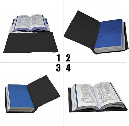 2 Pack Stretchable Book Sleeve Covers, for Paperbacks Hardcover Textbooks up to 9" x 12", Office Supplies with Free Sticker Labels (2 Pack, Black + Yellow)