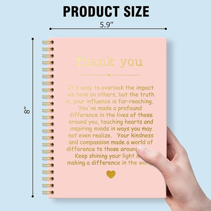 Thank You Pink Gold Hardcover 160 Pages Spiral Notebooks, Funny Thank You Gifts for Women Men Coworkers Leader Mentor, Appreciation Gifts for Employees, Thanksgiving Gifts for Colleagues Leaders