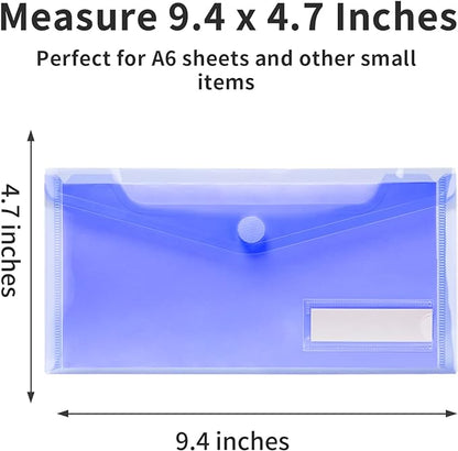 Sooez 24 Pack Plastic Pencil Pouch, Clear Poly Envelopes File Bag Bill Bag with Label Pocket, Plastic Pencil Case Bulk for A6 Size Files School, Office Storage