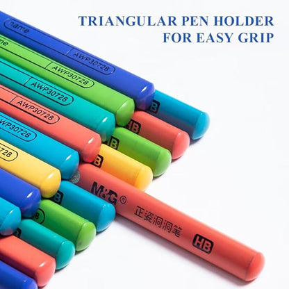M&G 30pcs Triangular Pencils, 2B Pencils with Grip Correction, Wooden Graphite Pencils with Colored Barrels, Pre-Sharpened Break-Resistant, Suitable for Writing, Drawing, and Sketching