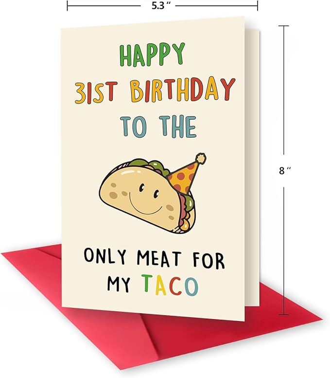 Funny 31st Birthday Gifts for Men Man, Unique 31 Years Old Birthday Decorations Gifts for Husband Boyfriend, Happy 31st Bday Card Gifts for Him, Taco 31 Mens Bday Ideas from Wife Girlfriend