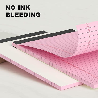 5pcs Colored Note Pads 5x8 College Ruled Small Legal Pads Paper Notepads 5 Pack Study Back Writing Pads 5 x 8 Paper Pads Perforated Narrow Ruled Pads of Paper