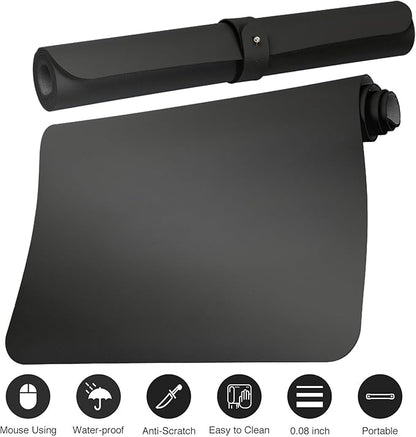 ‎Boutilon Leather Desk Pad 35"x 17" Non-Slip Mouse Pad,Office Desk Mat,Waterprooft PU Leather Desk Blotter,Desk Pad Protector,Desk Writing Pad for Home Office Decor (L-Black,35"x 17")