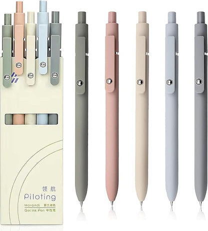 Gel Pens, 0.5mm Fine Point Smooth Writing Japanese Cute Pens, High-End Series Black Ink Pens for Journaling Note Taking, School Office Supplies for Women Men (5 Pcs Morandi)