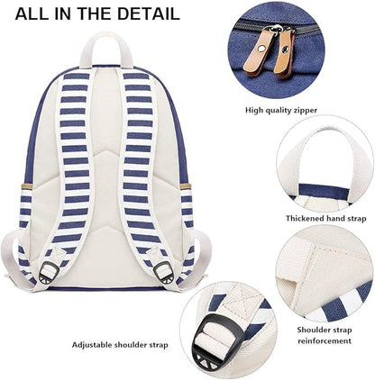 Goldwheat Girls Backpack Canvas Schoolbag Bookbag Laptop Bag Rucksack with USB Charging Port
