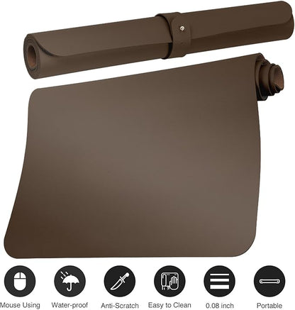 ‎Boutilon Leather Desk Pad 30" x14",Non-Slip Mouse Pad,Office Desk Mat,Waterprooft PU Leather Desk Blotter,Desk Pad Protector,Desk Writing Pad for Home Office Decor (M-Coffee)