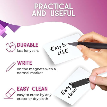 Availey 30 Pieces (5 x 3") - White Magnetic Dry Erase Labels - Reusable Strips for Classroom Home Office Garage Refrigerator Blank Writable Erasable Cards Name Tags Students Locker Shelf