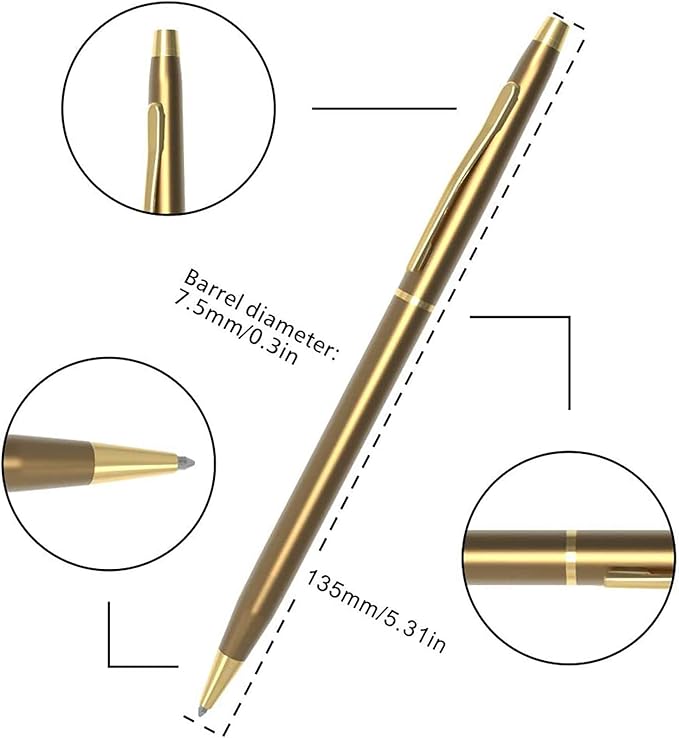 Cambond Ballpoint Pens Fancy Pens - Black Ink Bulk Pens 1.0 mm Medium Point Retractable Metal Pen Comfortable Writing for Men Women Police Uniform Office Business, 10 Pack (Rose Gold)