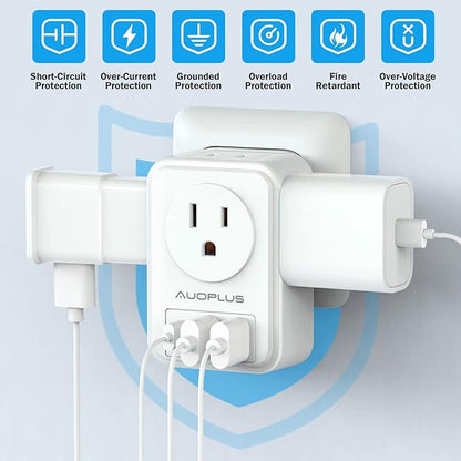 2 Pack European Travel Plug Adapter with USB C, US to Europe Power Adapters with 4 AC Outlets, 3 USB Charging Ports, International Plug Adapter, 7 in 1 Travel Essentials for Italy France Greece