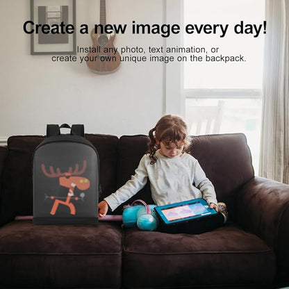 LED Color Screen Customizable photo/icon Backpack,Water-Resistant Travel Bag with USB Port and Comfortable Padding
