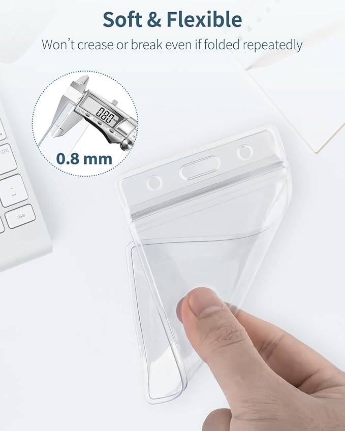 Uniclife 12 Pack Vertical ID Card Badge Holder Waterproof Clear Card Sleeve Case Cover Heavy Duty Card Protector Pouch with Resealable Zip for Proximity Key Card Driver’s License and Credit Card