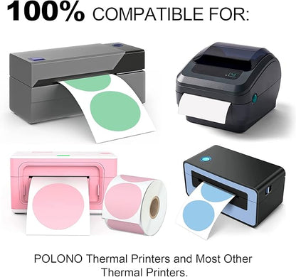 Misofuki 2" 750 Labels Red Circle Direct Thermal Stickers Labels Roll Compatible with Zebra, Rollo, MUNBYN, Self-Adhesive Round Direct Thermal Labels