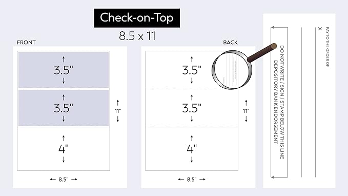 Compuchecks Check on Top Blank Check Paper - 100 Pack, Quick-Books & Laser Printer Compatible - Security Business Checks with Voucher - 8.5" x 11" Green Diamond