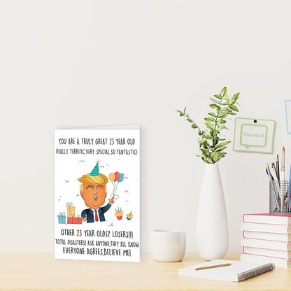 Funny Trump 28th Birthday Card, Humorous 28th Birthday Decorations for Men Women, Best Gifts for 28 Year Old Woman Men, Great 28 Year Old Birthday Gifts for Husband Wife