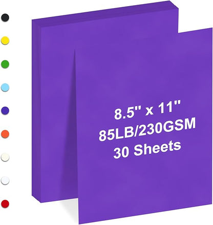 Cardstock 8.5" x 11 "，30 Sheets Cardstock Paper 85 lb/230 gsm,Purple Card Stock for Printer,Drawing,Gift tags,Invitations, Cards etc (Purple, 30 Sheets)