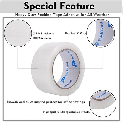 Packing Tape Refill Rolls Heavy Duty 12 Rolls Sealing Great for Packing Box Shipping and Moving Supplies Packaging 1.88" x 65 Yards 3" Core 2.7 Mil Thick