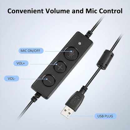 AGPTEK® Hands-Free Call Center Noise Cancelling Corded Monaural Headset USB Headset with Microphone for PC Headphone with Mic Mircrophone - Cord with USB Plug, Volume Control
