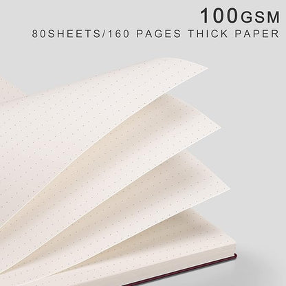 EMSHOI Dotted Journal Spiral Notebook 5.7" x 8.22" - 4 Pack 640 Pages 100gsm Thick Paper, A5 Dot Grid Notebook, Plastic Hardcover Bullet Notebooks Journals for Writing Women Men Work School Supplies