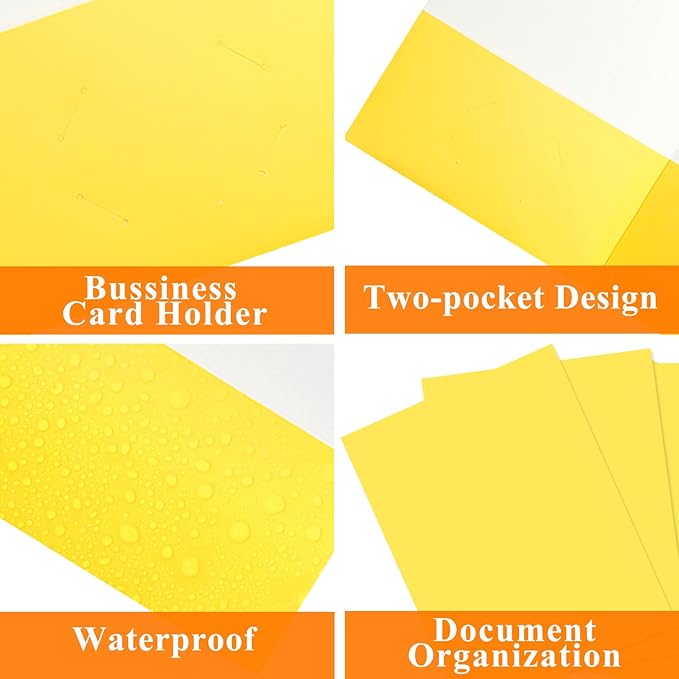 25Pcs Yollow Folders with Pockets -2 Pocket Folders,Pocket Folders for Documents,Cute Paper Folders for Filing Cabinet,School,Office,Resume Portfolio