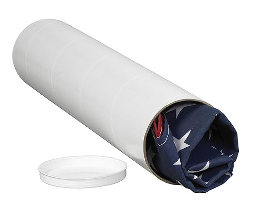 BOX USA BP4036W Mailing Tubes with Caps, 4" x 36", White (Pack of 15)
