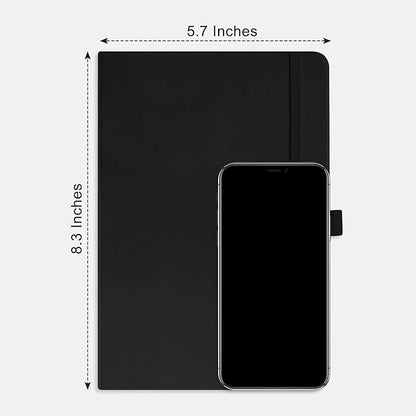 RETTACY Graph Paper Notebook, A5 Grid Notebook Journal with 192 Pages, 5.7'' × 8.3'', Medium Size, Leather Hardcover, 100 GSM Thick Paper, for Students, Homework, Math, Engineering (Black)
