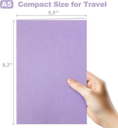 6 Pack Blank Books for Kids - 5.5"x 8.3", 60 Pages - Small Notebooks Bulk, Girls Journals for Drawing & Writing, Sketchbooks w/Colorful Soft Cover, Unlined Paper, A5 Travel Size (Dark)