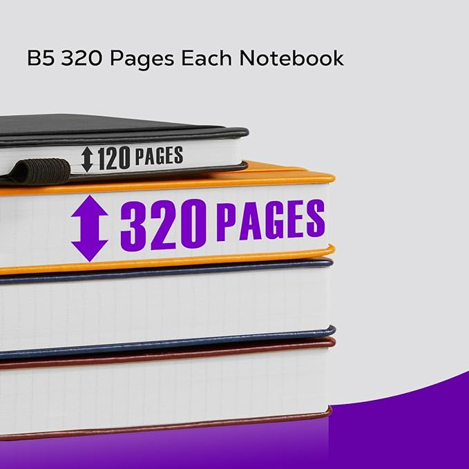 3 Pack Journals Notebooks, B5(7.1'' X 10'') Thick Notebook Journal College Ruled Bulk, Large Hardcover Leather Bound Lined Notebook Journal Set for Women Men Work Writing, Multicolor