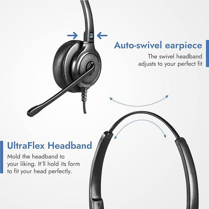 Leitner LH255XL – Headsets for Call Centers – Works with All VoIP Phone Systems – Comfortable for All Day Wear – USB-A