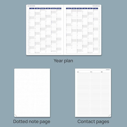 POPRUN 2025 Weekly Planner 8.5" x 11", Quarter-Hourly Appointment Book with PU Leather Soft Cover, Dual Pockets, Gift Box, Monthly Tabs, 100GSM Thick Paper, Sunday Start - Brown