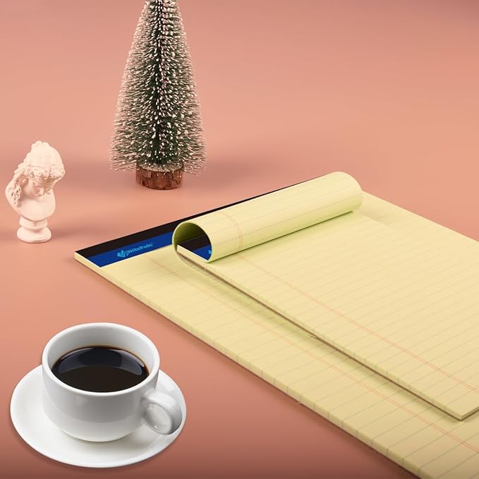 8.5"x11" Legal Pads,Wide Ruled,Canary Paper,12 Pack,50 Sheets Per Writing Pad,Micro perforated Writing Pad,BL-MCY50W-12PAD