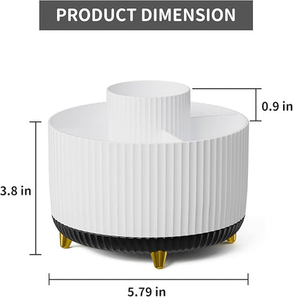 Marbrasse Desk Organizer, 360-Degree Rotating Pen Holder for Desk, Desk Organizers and Accessories with 5 Compartments Pencil Organizer, Art Supply Storage Box Caddy for Office, Home (White+Black)