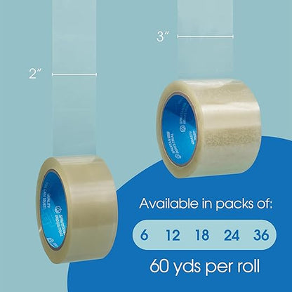 SPARTAN INDUSTRIAL - 2" X 60 yd Clear Shipping Tape Rolls - 24 Rolls of Heavy Duty Box Tape for Moving, Packing, Shipping, Storage - 2.7 Mil